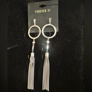 FOREVER 21 Silver Tassel Drop Earrings